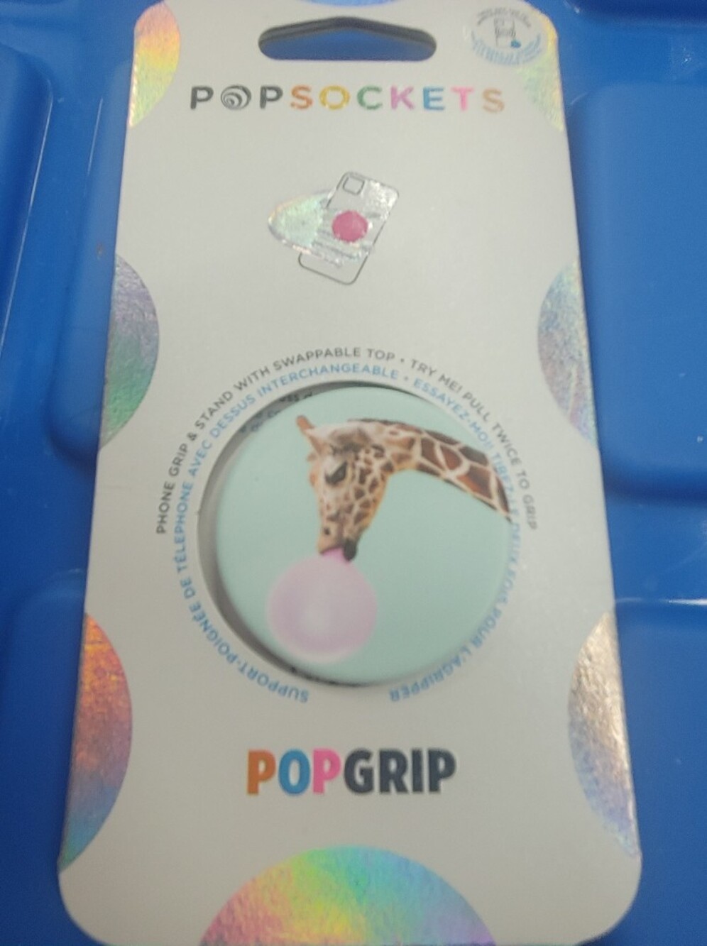 PopSockets PopGrip Phone Grip - Mint with Giraffe Bubblegum Design